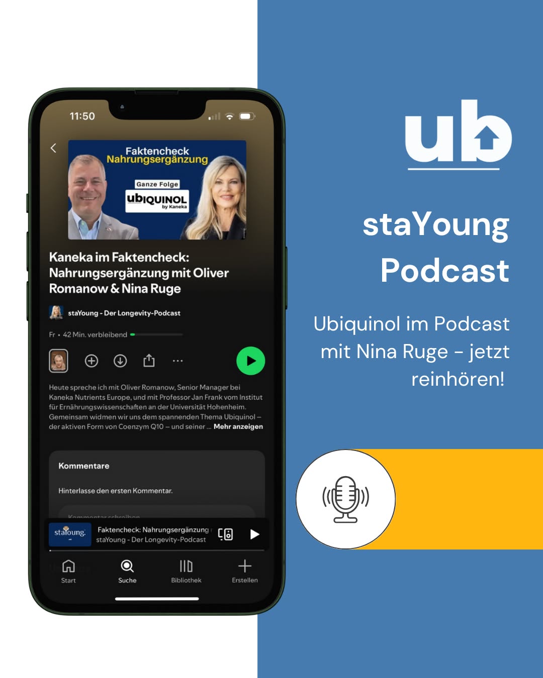 „Kaneka im Faktencheck – Nahrungsergänzung mit Wirkung?“

Wie sinnvoll ist Nahrungsergänzung wirklich – und worauf sollte man bei Coenzym Q10 achten?

In der aktuellen Folge von „STAY YOUNG – der Longevity Podcast mit Nina Ruge“ geht’s ans Eingemachte:
🧬 Wie funktioniert Zellgesundheit?
💊 Was kann Coenzym Q10 – und warum ist Ubiquinol oft die bessere Wahl?
🧪 Was sagt die Wissenschaft zur Wirksamkeit?

Mit dabei:
Oliver Romanow von Kaneka, dem Hersteller von Kaneka Ubiquinol™
Prof. Dr. Jan Frank, Ernährungswissenschaftler an der Universität Hohenheim, mit wissenschaftlicher Einordnung zur Wirkung und Studienlage

💡 Eine Folge für alle, die verstehen wollen, wie Zellgesundheit, Energie und Prävention wirklich zusammenhängen. 

🎧 Jetzt reinhören:
👉 Direkt auf Spotify: https://creators.spotify.com/pod/profile/stayoung/episodes/Kaneka-im-Faktencheck-Nahrungsergnzung-mit-Oliver-Romanow--Nina-Ruge-e367j1v
👉 Direkt auf YouTube:
https://youtu.be/PR4Sda7S_oE

#stayyoungpodcast #ninaruge #ubiquinol #kanekaubiquinol #profjanfrank #ernährungswissenschaft #zellgesundheit #coenzymq10 #nahrungsergänzung #antiaging #oxidativestress #longevityjourney #wissenschafttrifftalltag